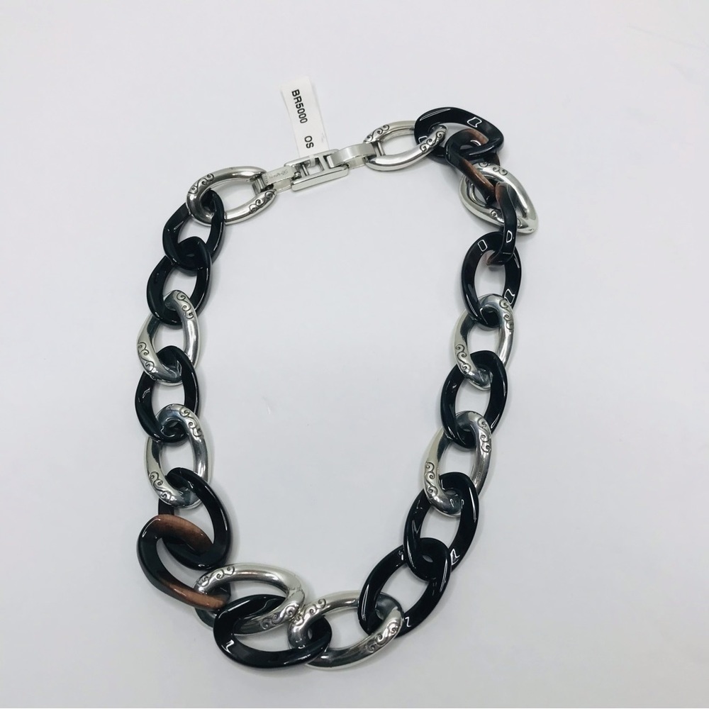 Price firm New BRIGHTON Silver Brown Large Chain Link Necklace